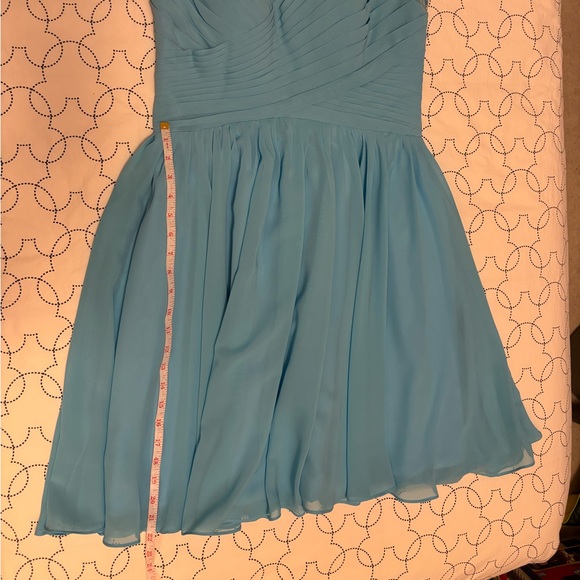 Blue Lace Cap Sleeves Chiffon Party/Prom Dress - Picture 8 of 9